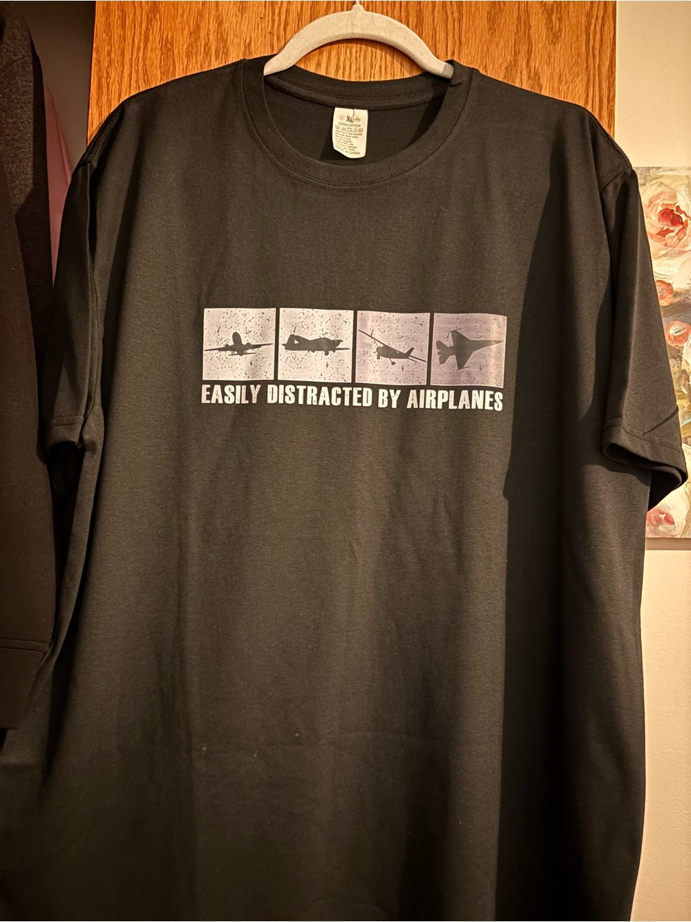 Easily Distracted by Airplanes Graphic Men's T-Shirt - Black